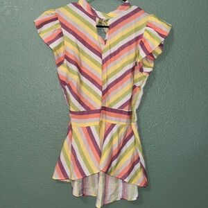 Multicolored sleeveless blouse with peephole front and back